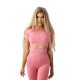 Seamless Short-Sleeve Crop Top (M, Pink)